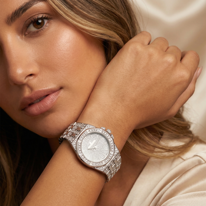Luxury Iced Tonneau Diamond Watch in Gold & Silver | Premium Crystal Multi-Dial Statement Timepiece