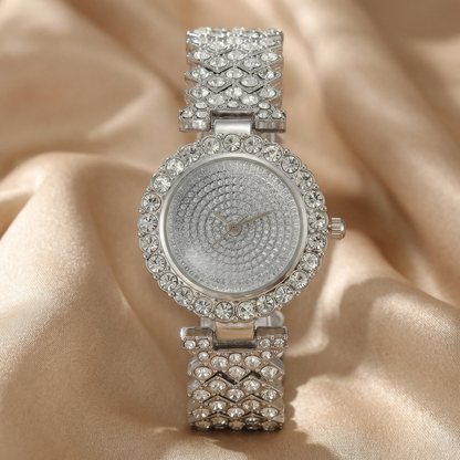 Elegant Crystal Bracelet Watch in Rose Gold & Silver | Sparkling Quartz Wristwatch for Everyday & Occasion Style