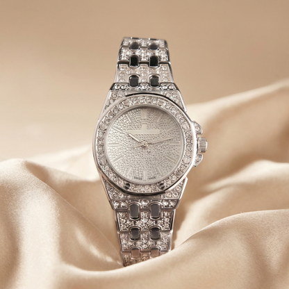 Luxury Iced Tonneau Diamond Watch in Gold & Silver | Premium Crystal Multi-Dial Statement Timepiece