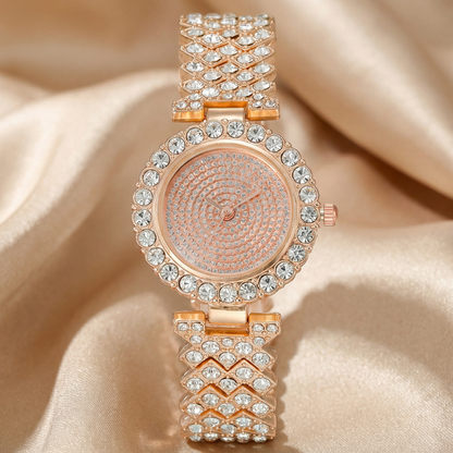 Elegant Crystal Bracelet Watch in Rose Gold & Silver | Sparkling Quartz Wristwatch for Everyday & Occasion Style