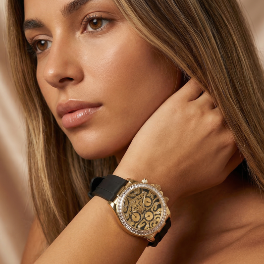 Luxury Leopard Dial Crystal Watch in Gold, Silver & Rose Gold | Diamond Bezel Statement Timepiece