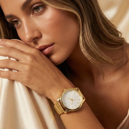 Gold Stainless Steel Quartz Watch | White & Black Dial | Minimal Classic Wristwatch