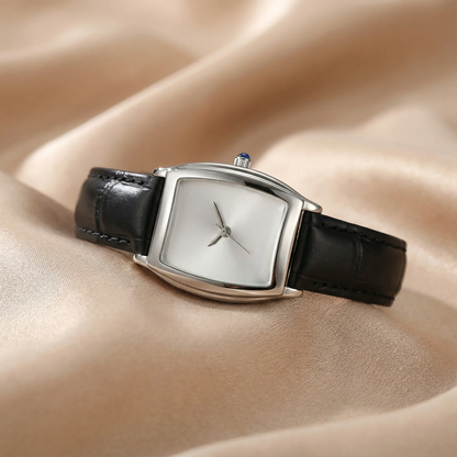 White Black Leather Stainless Steel Watch | Modern Square Dial Design | Women’s Timeless Accessories