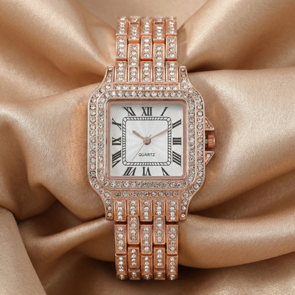 Luxury Crystal Roman Dial Watch in Gold, Rose Gold & Silver | Elegant Statement Timepiece