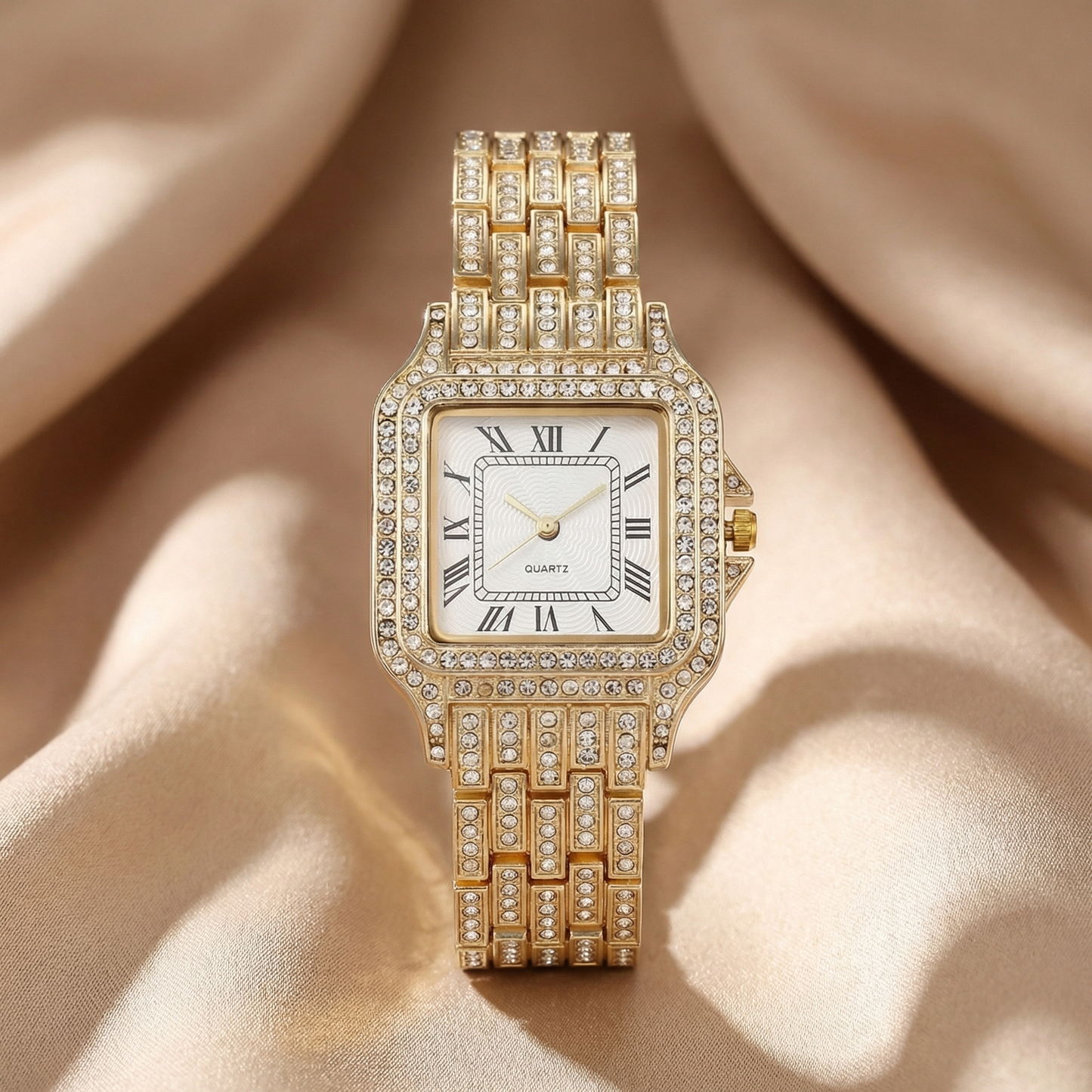 Luxury Crystal Roman Dial Watch in Gold, Rose Gold & Silver | Elegant Statement Timepiece