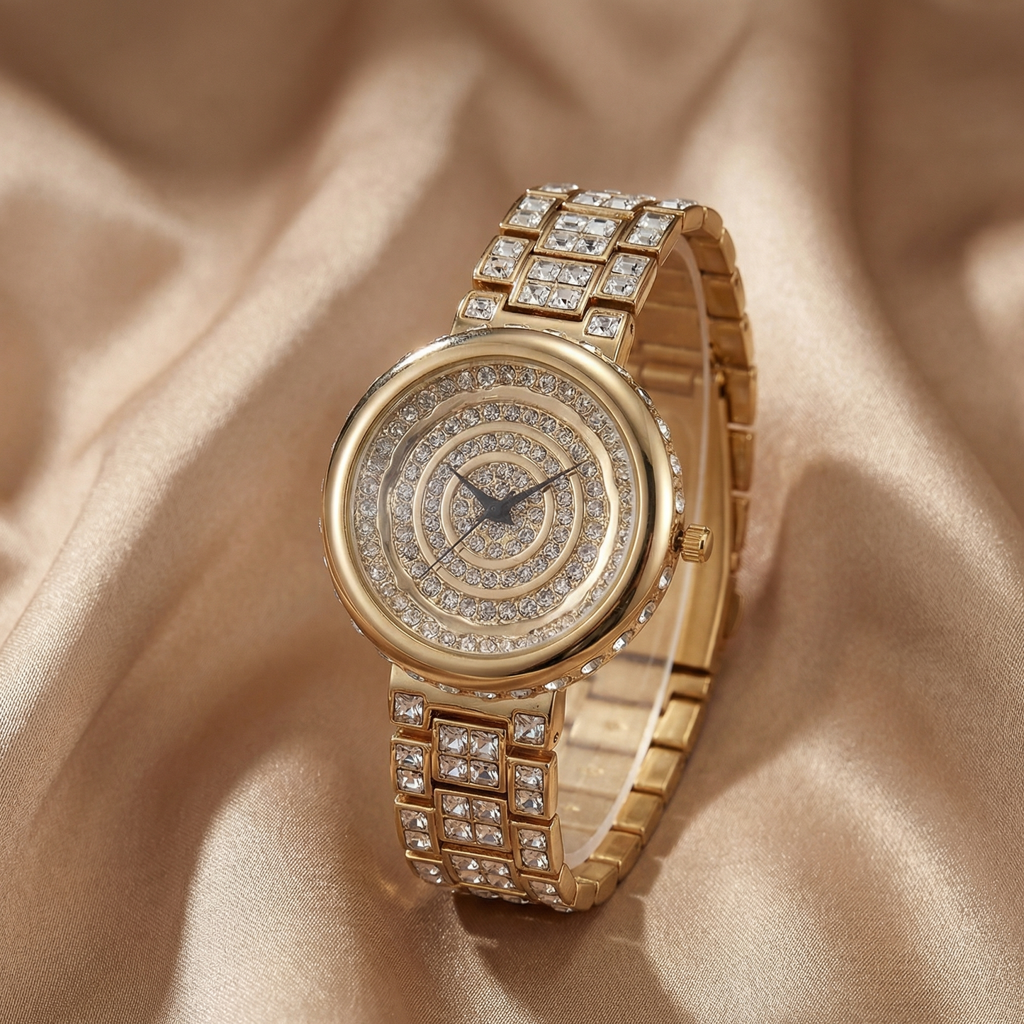 Radiant Crystal Spiral Watch in Gold & Silver | Elegant Statement Timepiece