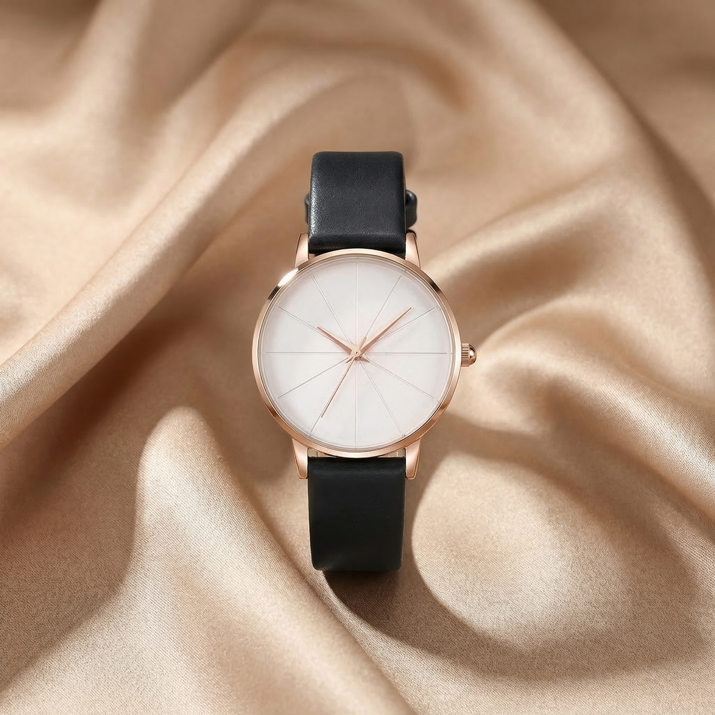 Minimalist Rose Gold Slim Dial Watch with Leather Strap | Elegant Modern Everyday Timepiece