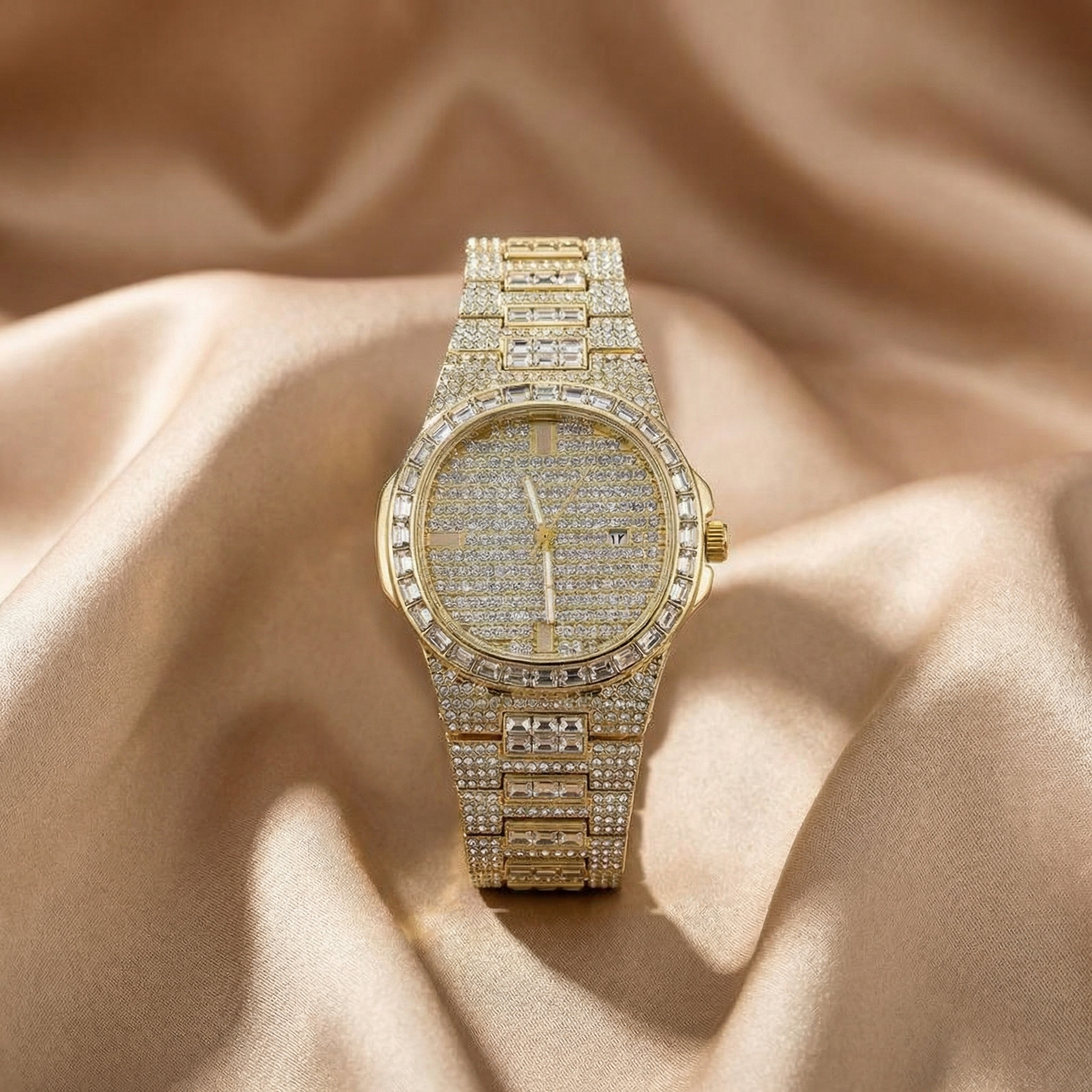 Luxury Diamond Pavé Watch in Gold, Silver & Rose Gold | Statement Crystal Timepiece