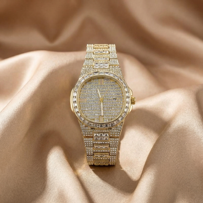 Luxury Diamond Pavé Watch in Gold, Silver & Rose Gold | Statement Crystal Timepiece