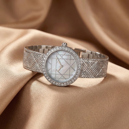 Luxury Crystal Mesh Watch in Gold & Silver | Elegant Minimalist Timepiece