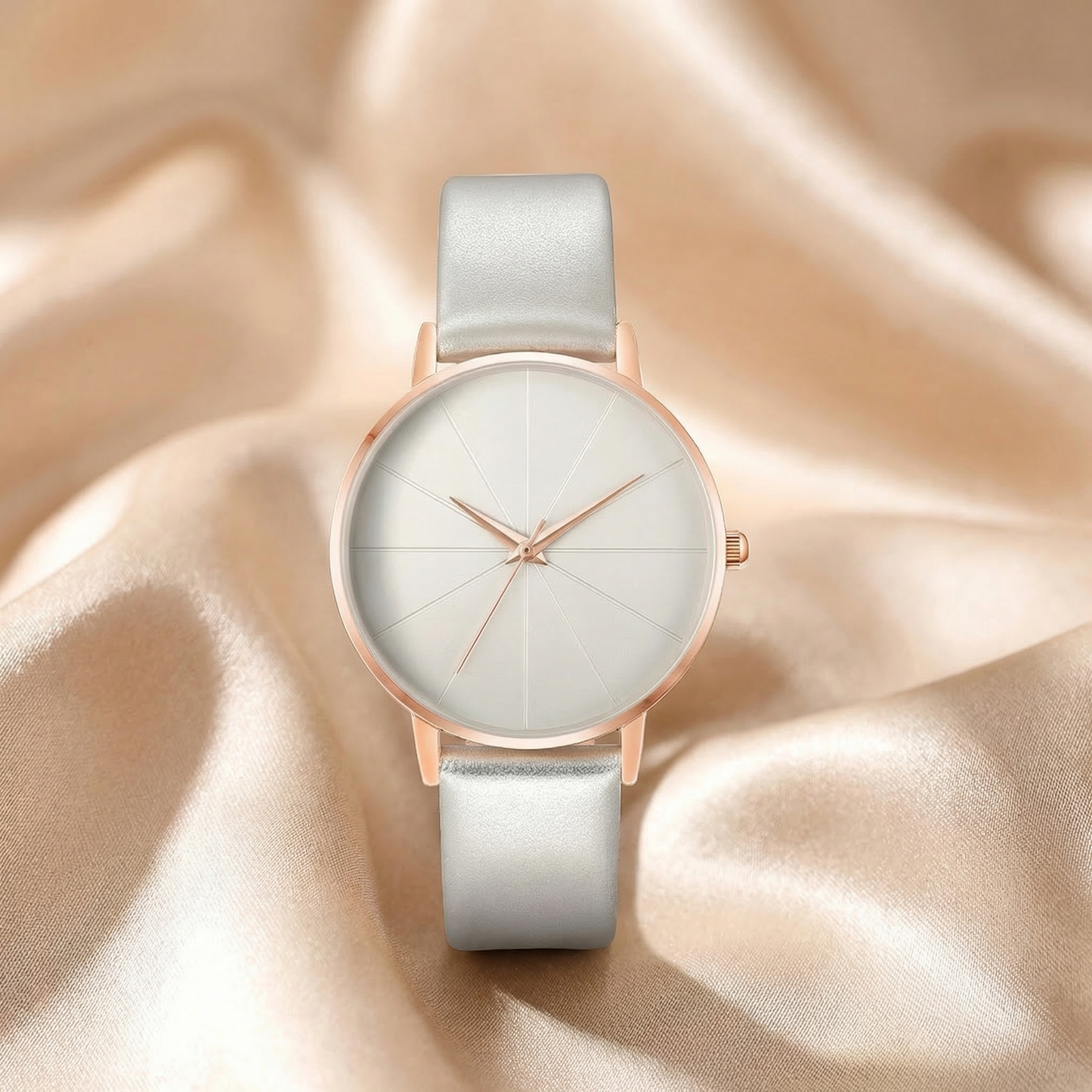 Minimalist Rose Gold Slim Dial Watch with Leather Strap | Elegant Modern Everyday Timepiece