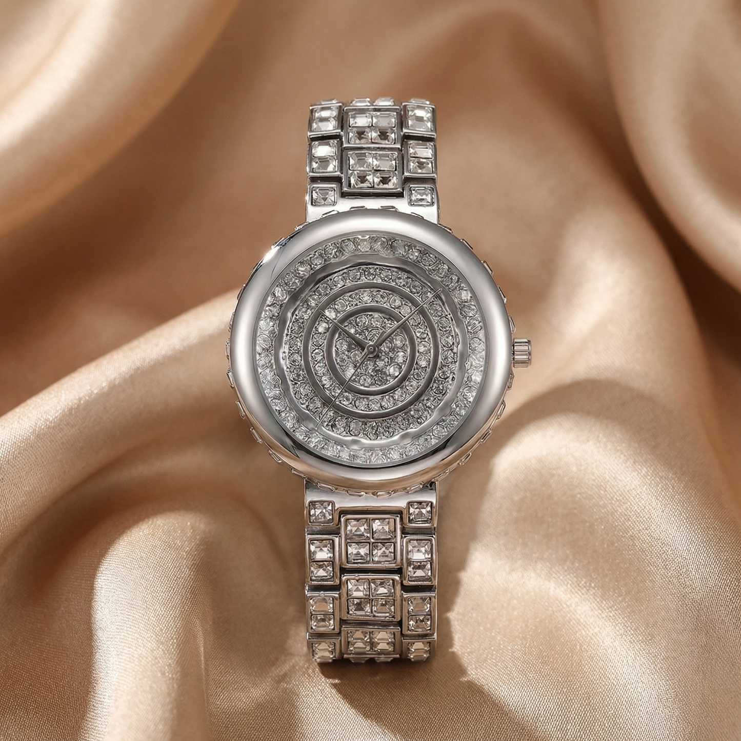 Radiant Crystal Spiral Watch in Gold & Silver | Elegant Statement Timepiece