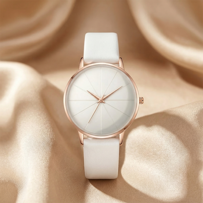 Minimalist Rose Gold Slim Dial Watch with Leather Strap | Elegant Modern Everyday Timepiece