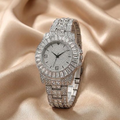 Luxury Crystal Statement Watch in Gold, Rose Gold & Silver | Full Diamond Dial Timepiece