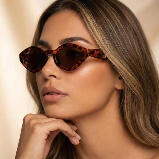 Luxury Retro Oval Sunglasses in Tortoiseshell | Elegant Narrow-Frame Sunglasses with Tinted Lenses