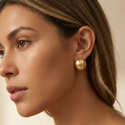 Elegant Dome Stud Earrings in Gold & Silver | Polished Stainless Steel Minimalist Statement Earrings