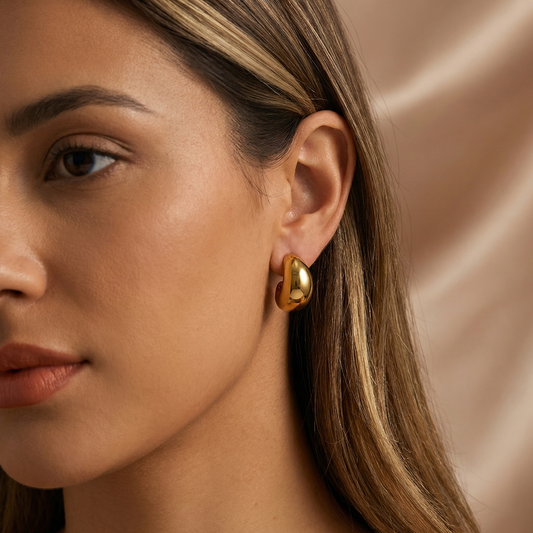 Bold Sculpted Dome Earrings in Gold | Modern Minimalist Statement Studs