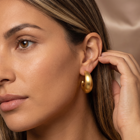 Luxury Sculpted Hoop Earrings in Gold & Silver | Bold Statement Curved Design