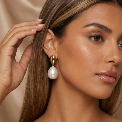 Pearl Drop Earrings in Gold & Silver | Elegant Minimal Design