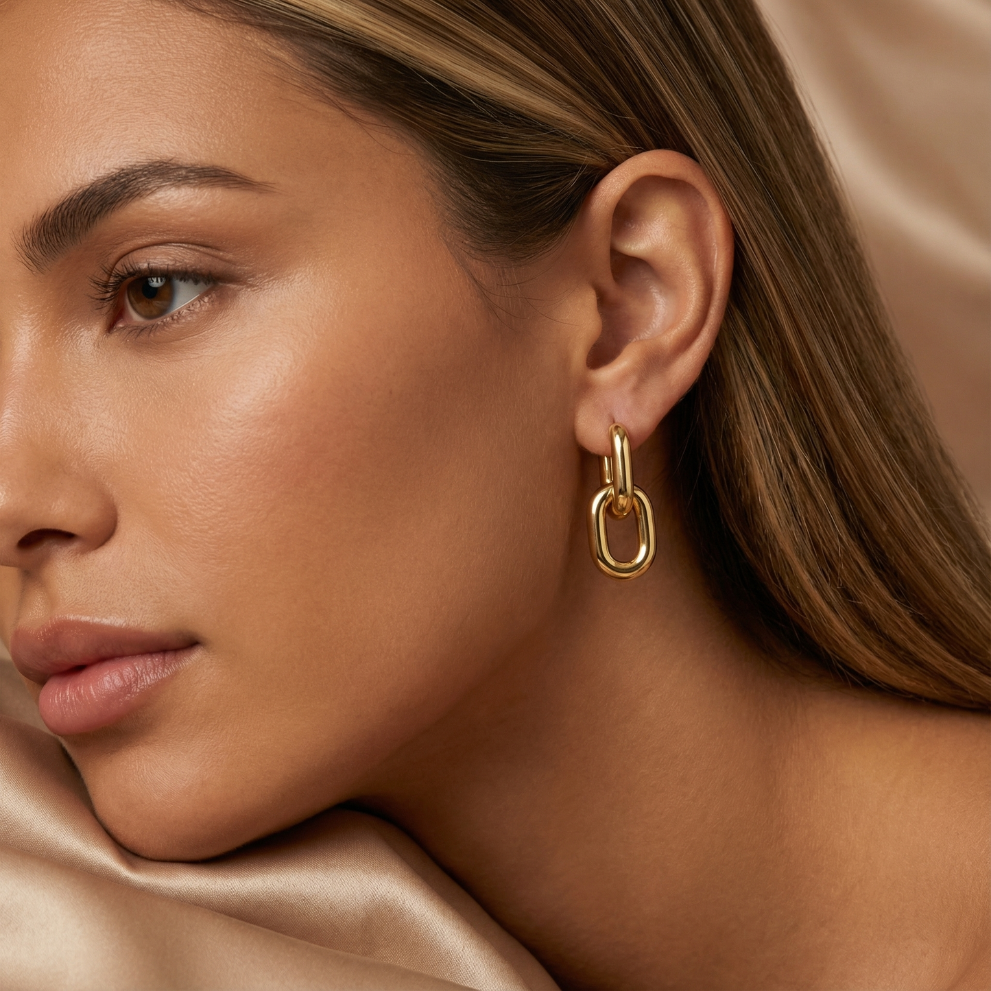 Interlinked Statement Earrings | Polished Gold or Silver Finish | Modern Sculptural Design | Timeless Everyday Elegance