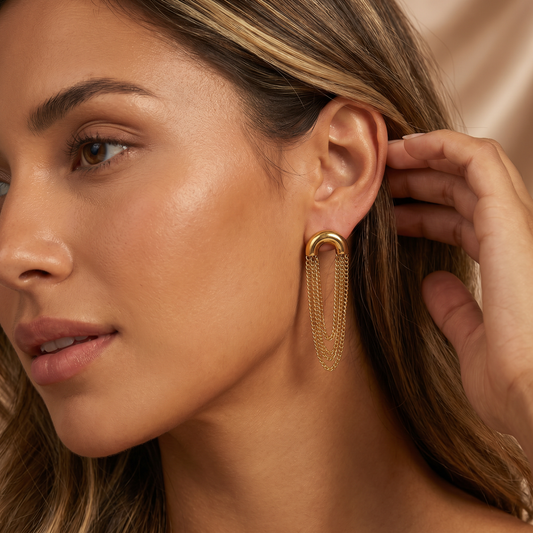 Bold Chain Tassel Earrings in Gold & Silver | Statement Drop Design