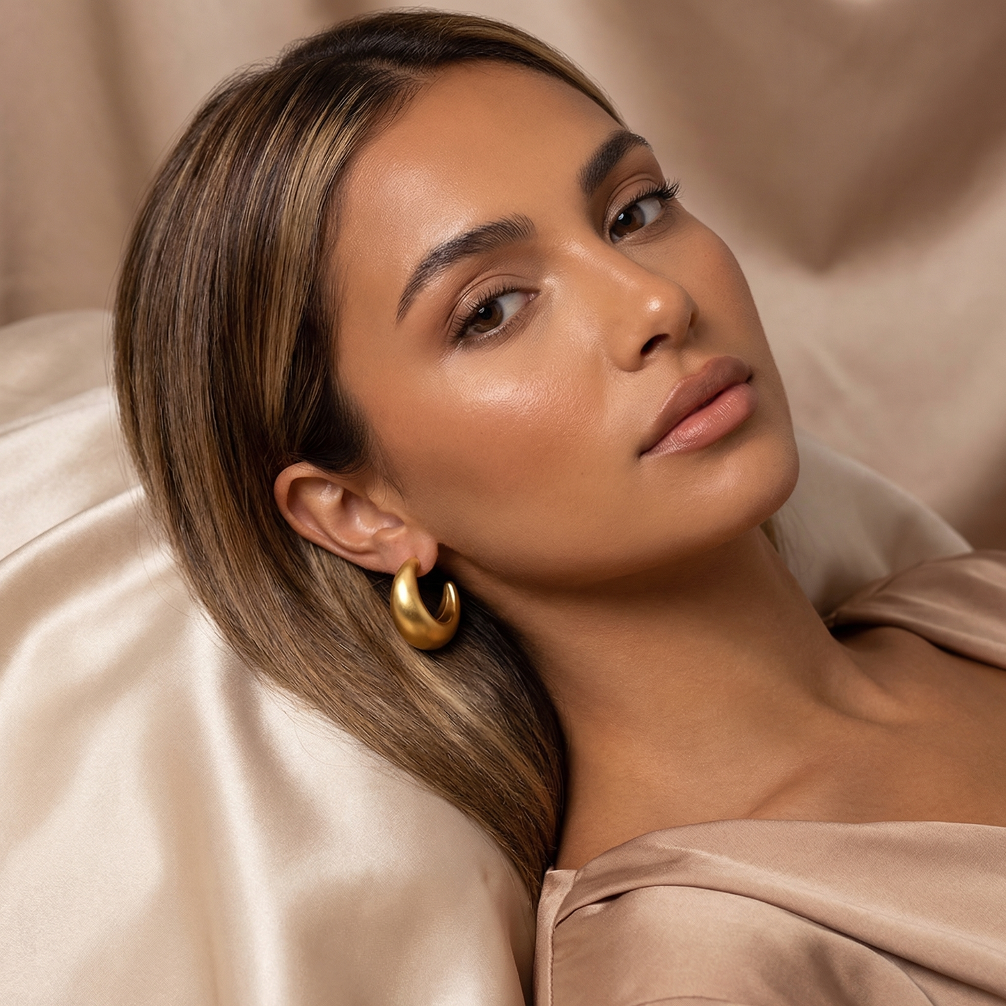 Luxury Sculpted Hoop Earrings in Gold & Silver | Bold Statement Curved Design