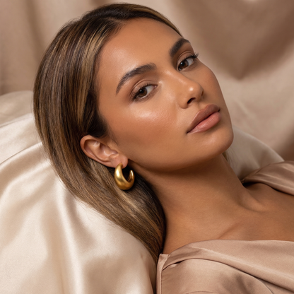 Luxury Sculpted Hoop Earrings in Gold & Silver | Bold Statement Curved Design