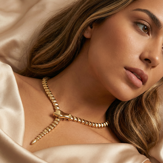 Gold Snake Y Necklace for Women | Gold & Silver Stainless Steel Necklace | Adjustable Length Option