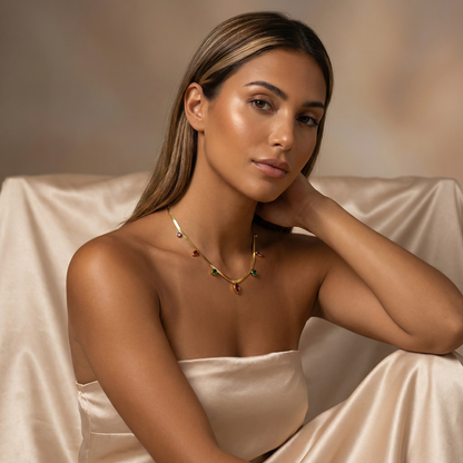 Elegant Minimalist Gemstone Necklace in Gold & Silver | Delicate Adjustable Chain Necklace for Spring &aSummer Style