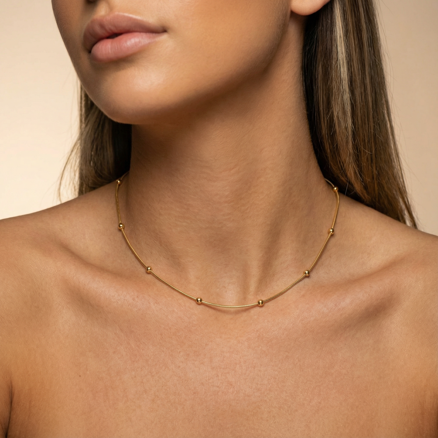 Minimalist Gold Beaded Necklace | Delicate Adjustable Chain | Dainty Everyday Jewelry | Stainless Steel