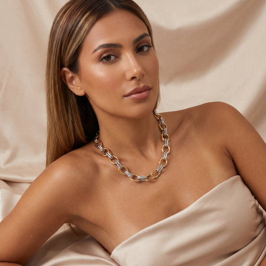 Two-Tone Chain Necklace in Gold & Silver | Bold Modern Link Design