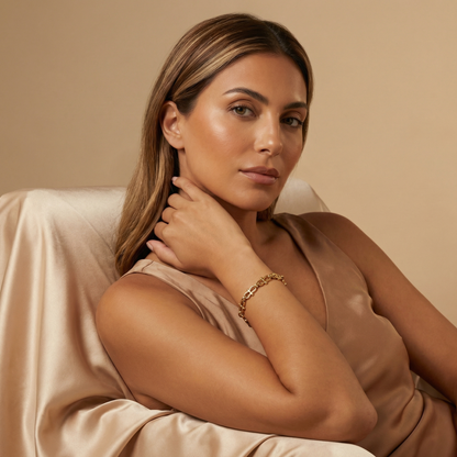 Geometric Link Bracelet in Gold | Modern Minimal Chain Design