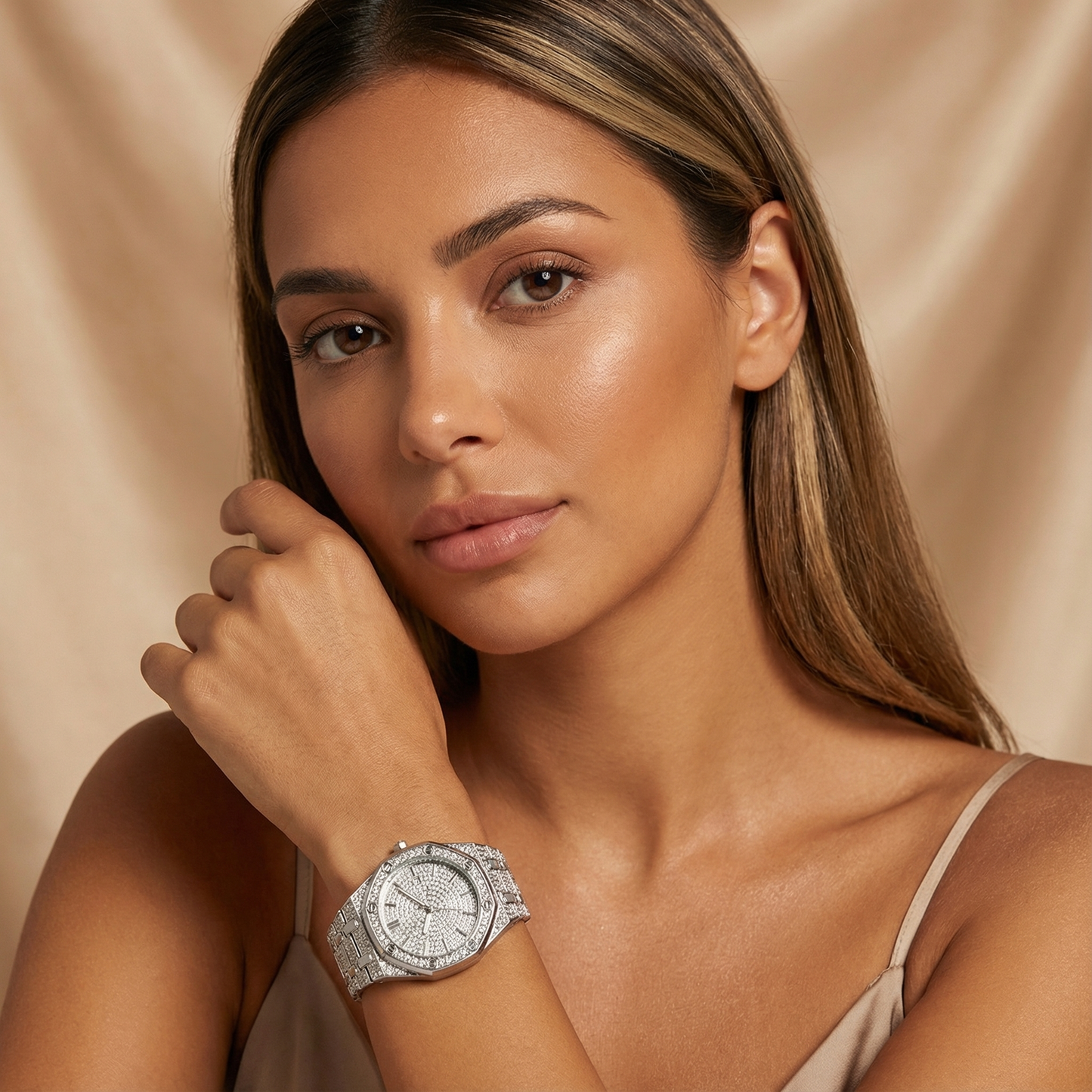 Stainless Steel Watch | Elegant Stone Pattern Design | Women’s Timeless Accessories