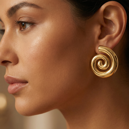 Modern Spiral Statement Earrings in Gold & Silver | Bold Lightweight Swirl Earrings for Everyday & Party Style