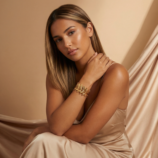 Luxury Leaf Sculpted Cuff Bracelet | Elegant Nature-Inspired Statement Bangle