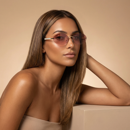 Modern Oval Pearl Sunglasses in Multiple Colorways | Contemporary Oval Eyewear with Pearl Details