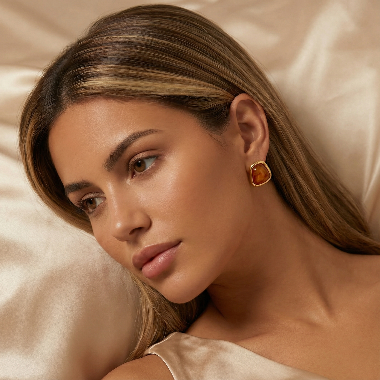 Sculptural Stone Earrings | Organic Shape Design | Gold Finish | Elegant Women’s Statement Jewelry