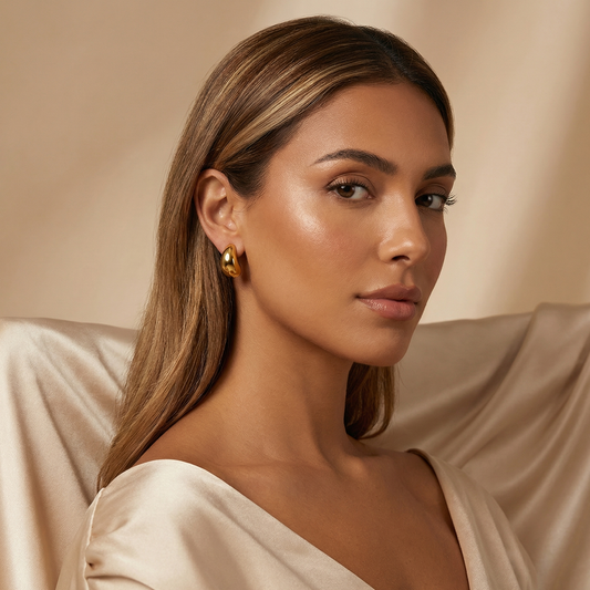 Bold Sculpted Dome Earrings in Gold | Modern Minimalist Statement Studs
