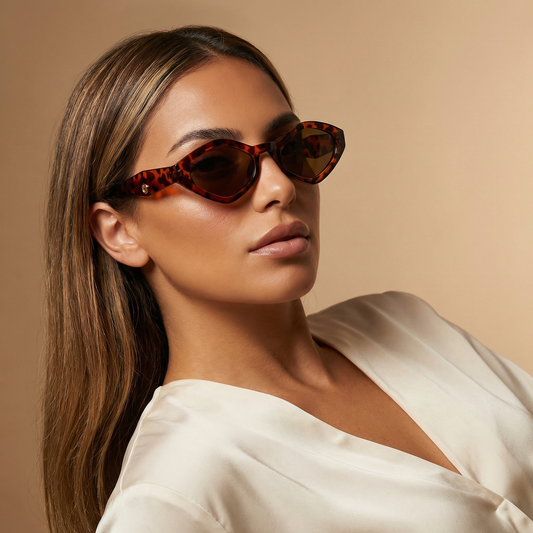 Luxury Retro Oval Sunglasses in Tortoiseshell | Elegant Narrow-Frame Sunglasses with Tinted Lenses