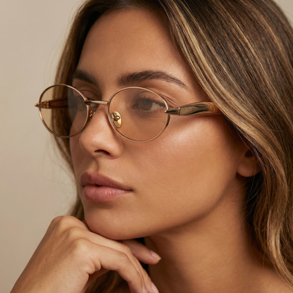 Luxury Oval Gold Frame Sunglasses with Green, Brown & Black Lenses | Elegant Metal Vintage Style UV Protection Glasses