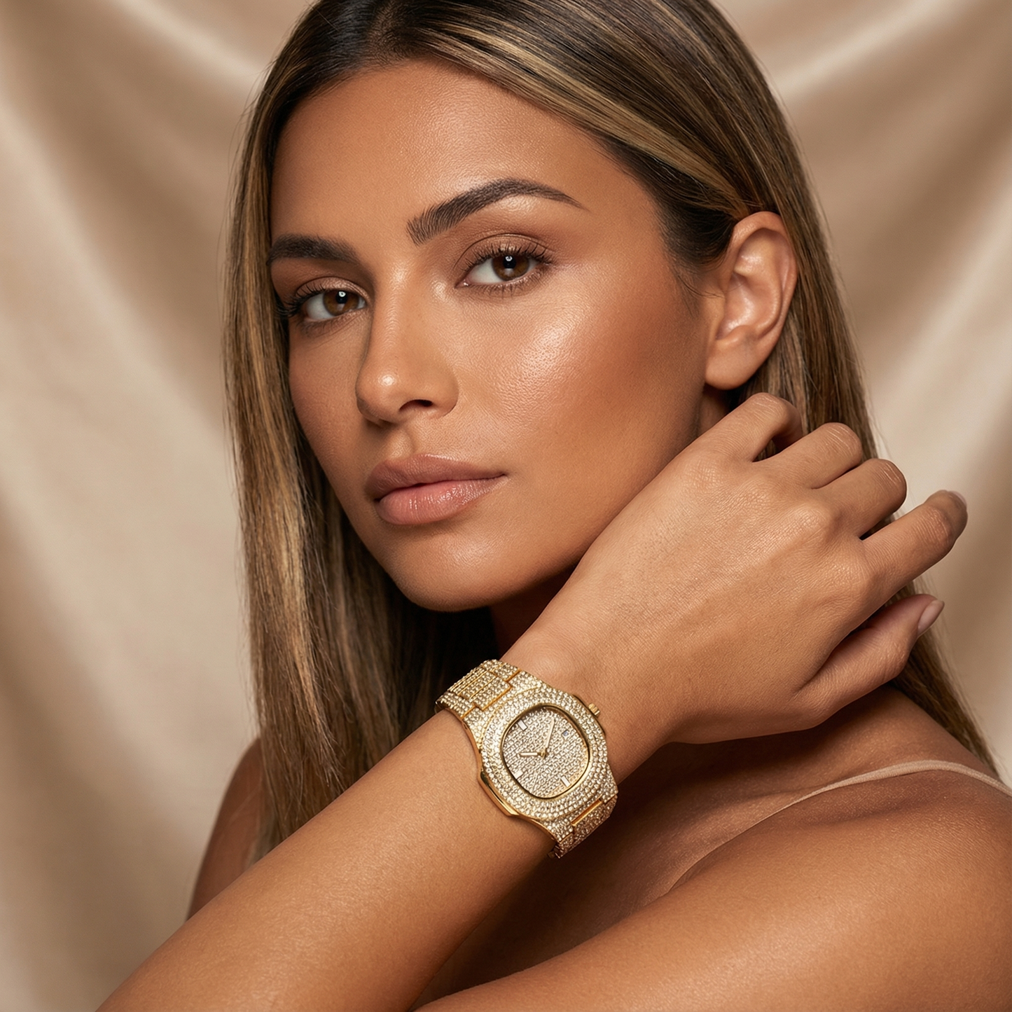 Stainless Steel Iced Watch | Luxury Crystal Design | Women’s Statement Accessories