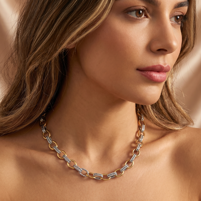 Two-Tone Chain Necklace in Gold & Silver | Bold Modern Link Design