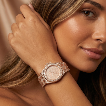 Luxury Iced Tonneau Diamond Watch in Gold & Silver | Premium Crystal Multi-Dial Statement Timepiece