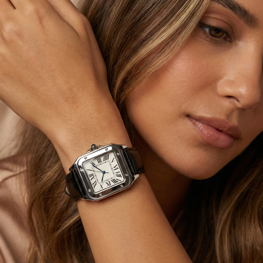 Classic Square Watch in Silver | Timeless Roman Dial Design