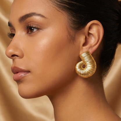 Luxury Sculpted Spiral Statement Earrings in Gold & Silver | Modern Textured Designer Earrings