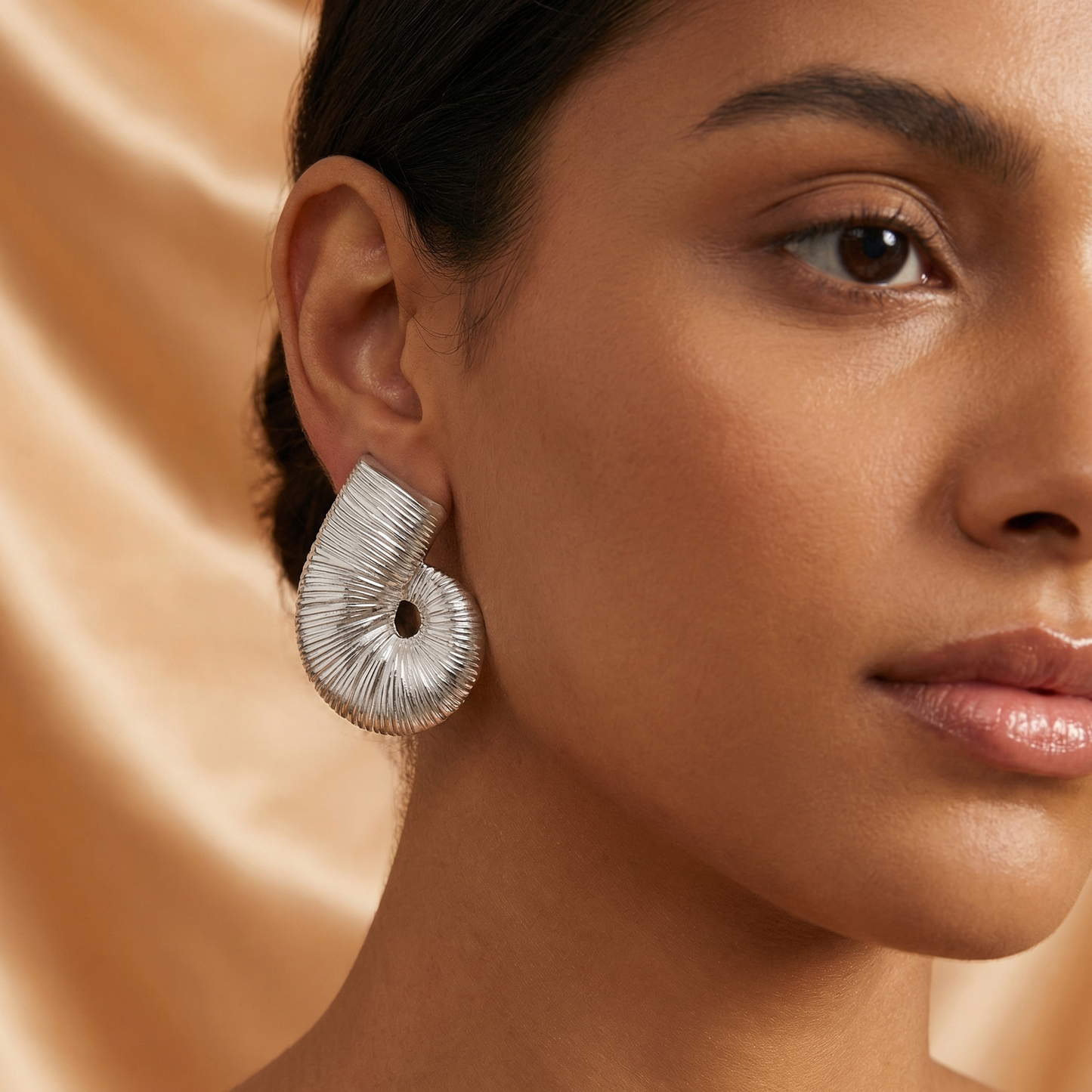 Luxury Sculpted Spiral Statement Earrings in Gold & Silver | Modern Textured Designer Earrings