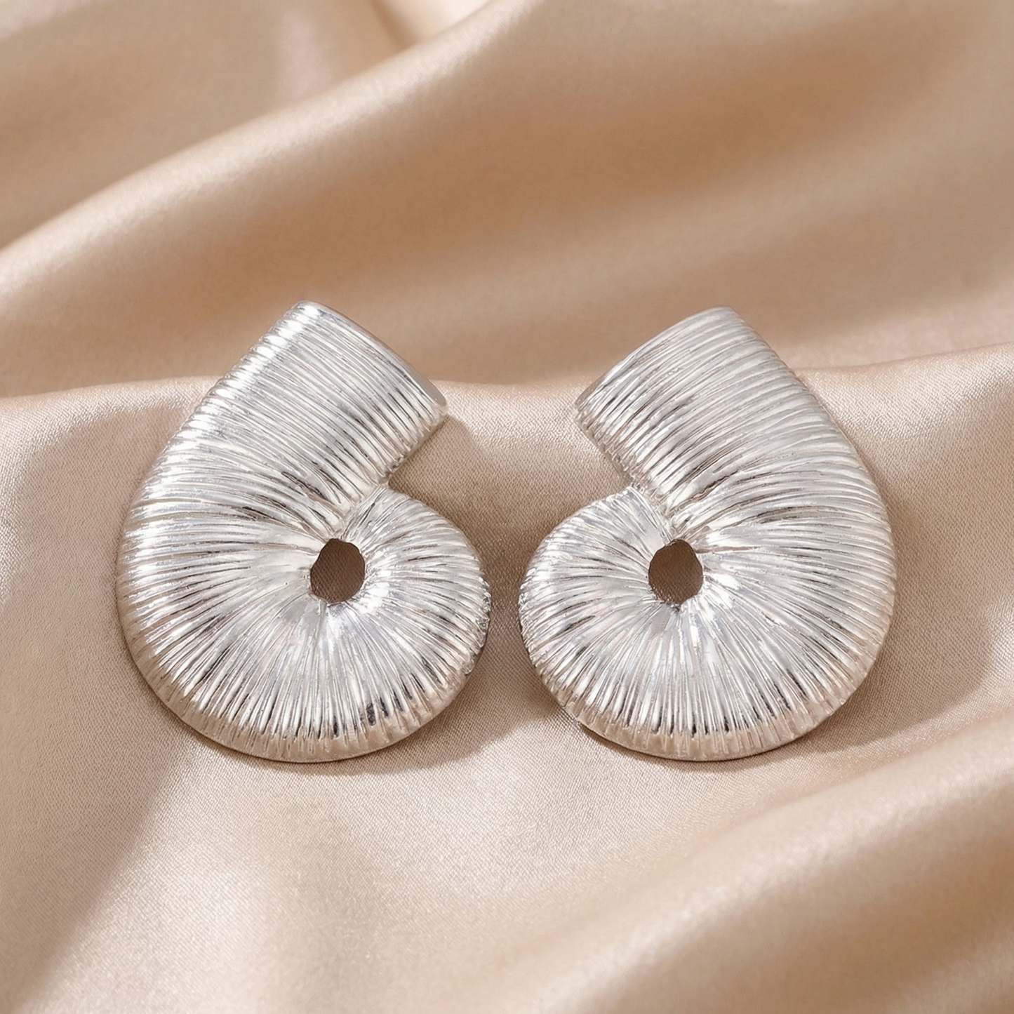 Luxury Sculpted Spiral Statement Earrings in Gold & Silver | Modern Textured Designer Earrings