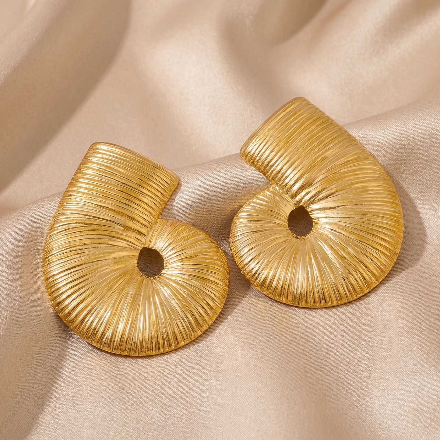 Luxury Sculpted Spiral Statement Earrings in Gold & Silver | Modern Textured Designer Earrings
