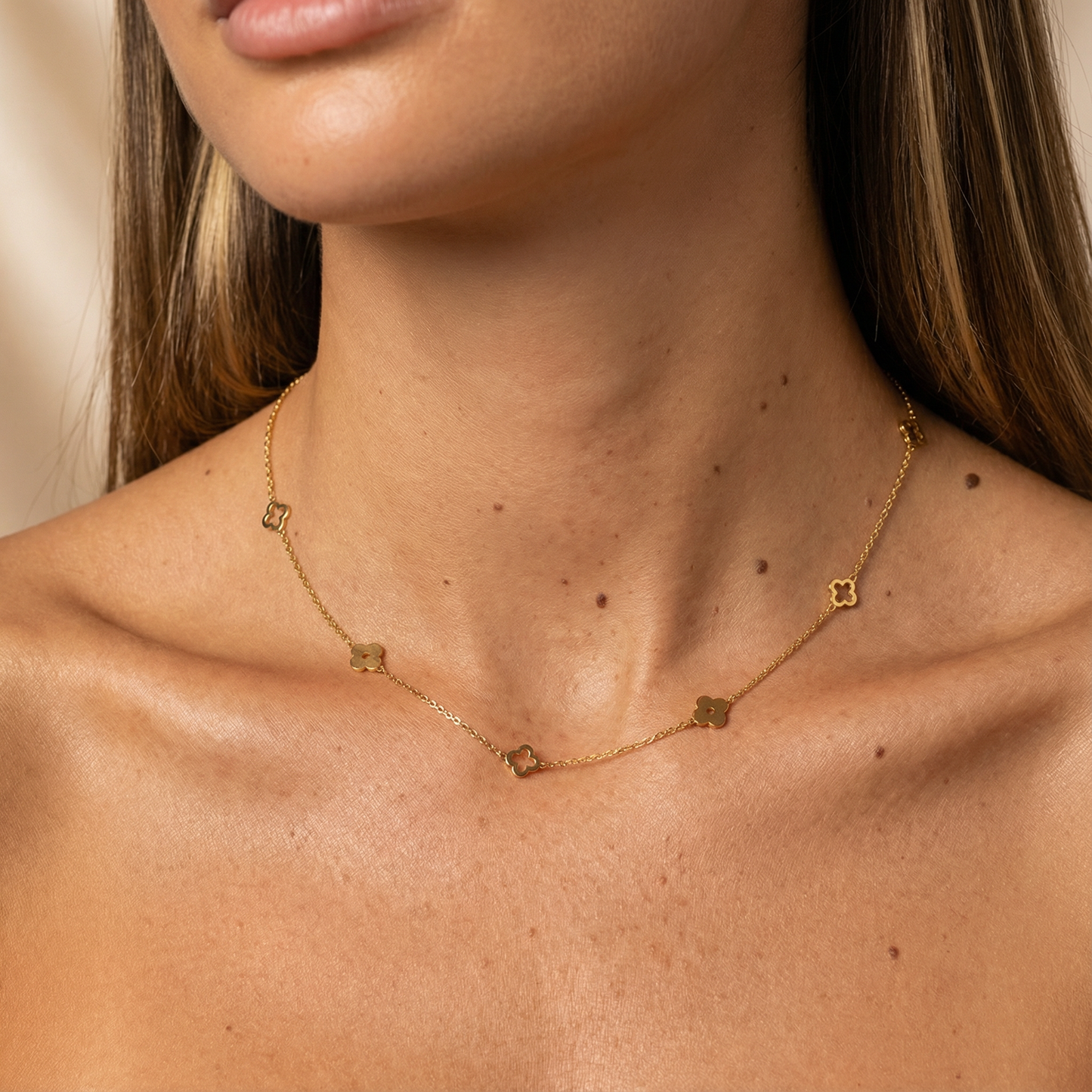 Gold Clover Charm Necklace for Women | Delicate Stainless Steel Clover Chain | Minimalist Lucky Charm Jewellery