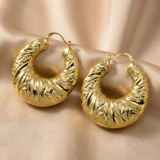Sculpted Gold Hoop Earrings | Bold Statement Hoops with Polished Finish